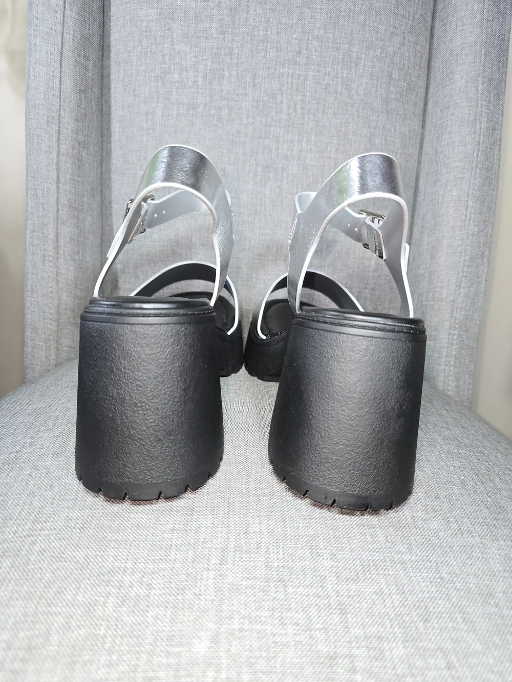 Soda Silver Metallic Chunky Platform Sandal